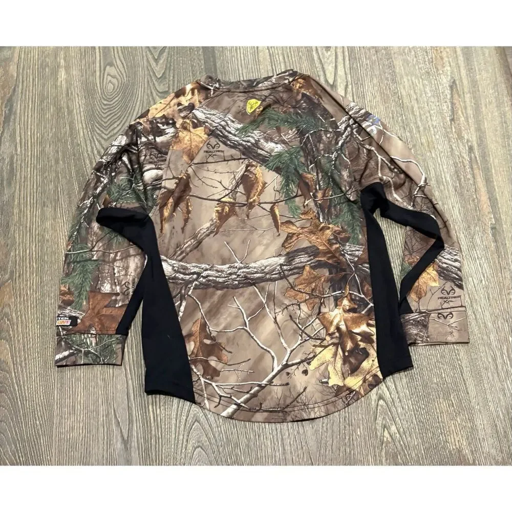 Scent Blocker Youth Boys Realtree Hunting Shirt Long Sleeve Camo Brown Size L